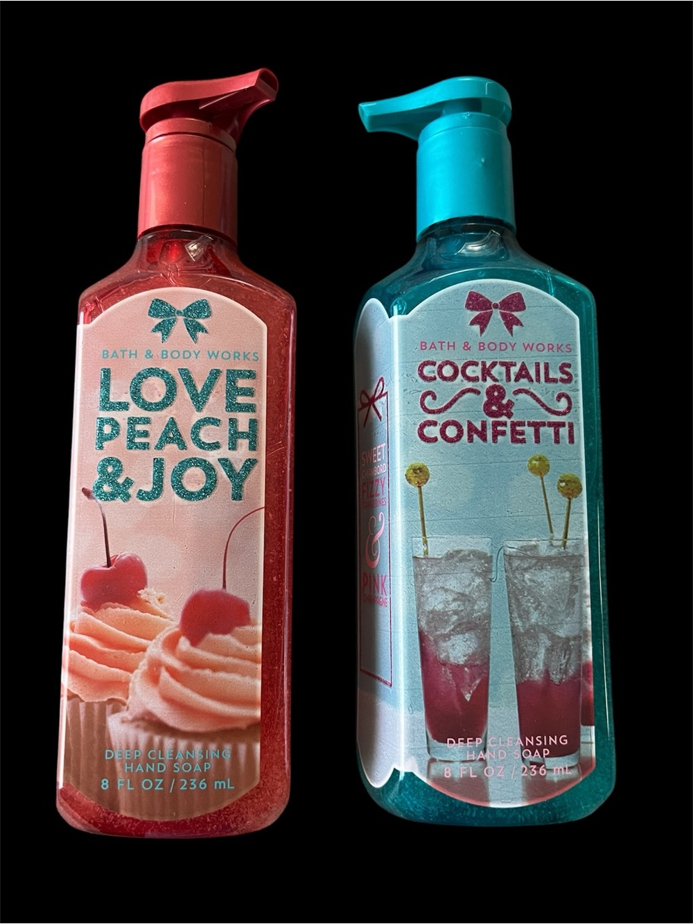 Bath & Body Works Cocktails & Confetti and Love Peach & Joy Pump Hand Soaps